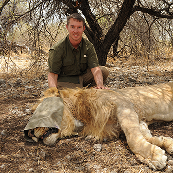 Jim Beasley with lion