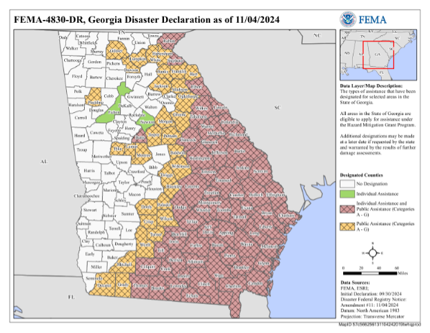Georgia Disaster Declaration Map