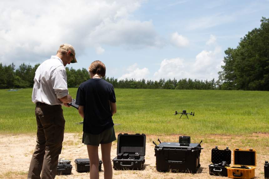 Student learns to fly drone