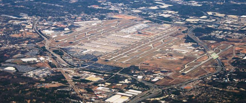 An aerial view of Hartsfield-Jackson International Airport south of Atlanta
