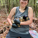 woman holding deer