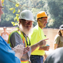 Jay Shelton stands in construction gear at White Dam